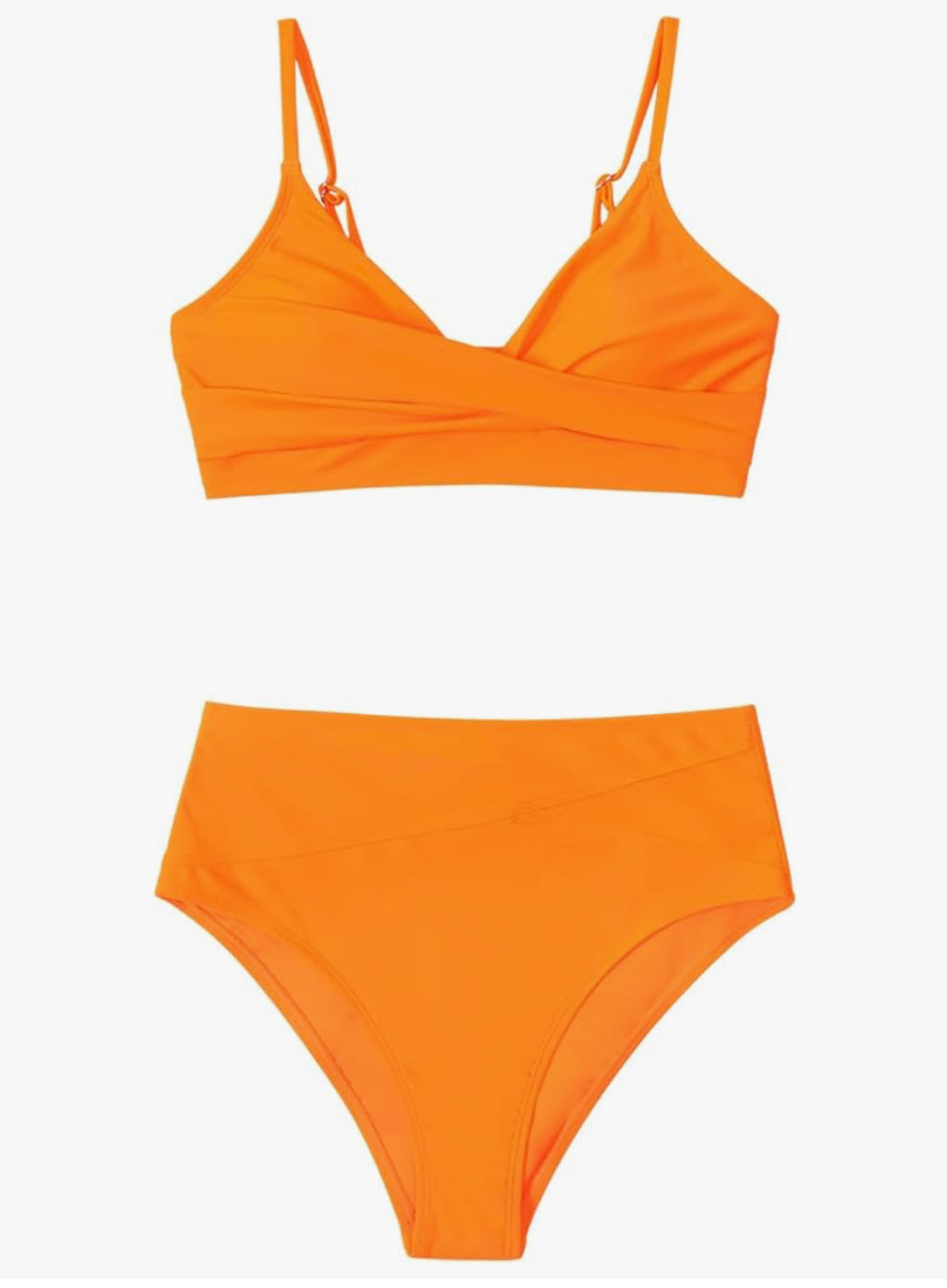 Women's Twist Front High Waisted Bikini Set V Neck Padded Two Pieces Bathing Suits Swimsuits