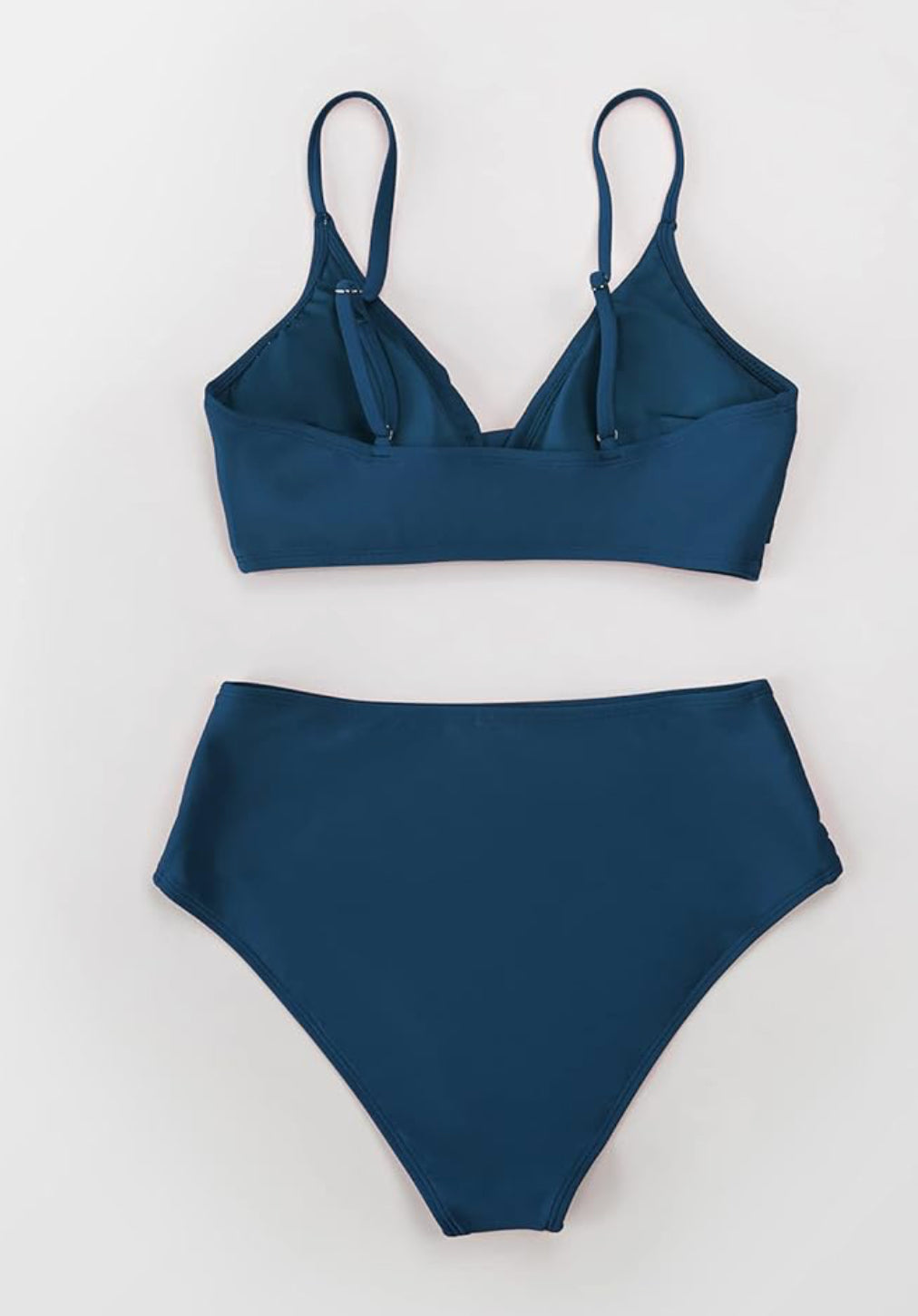 Women's Twist Front High Waisted Bikini Set V Neck Padded Two Pieces Bathing Suits Swimsuit