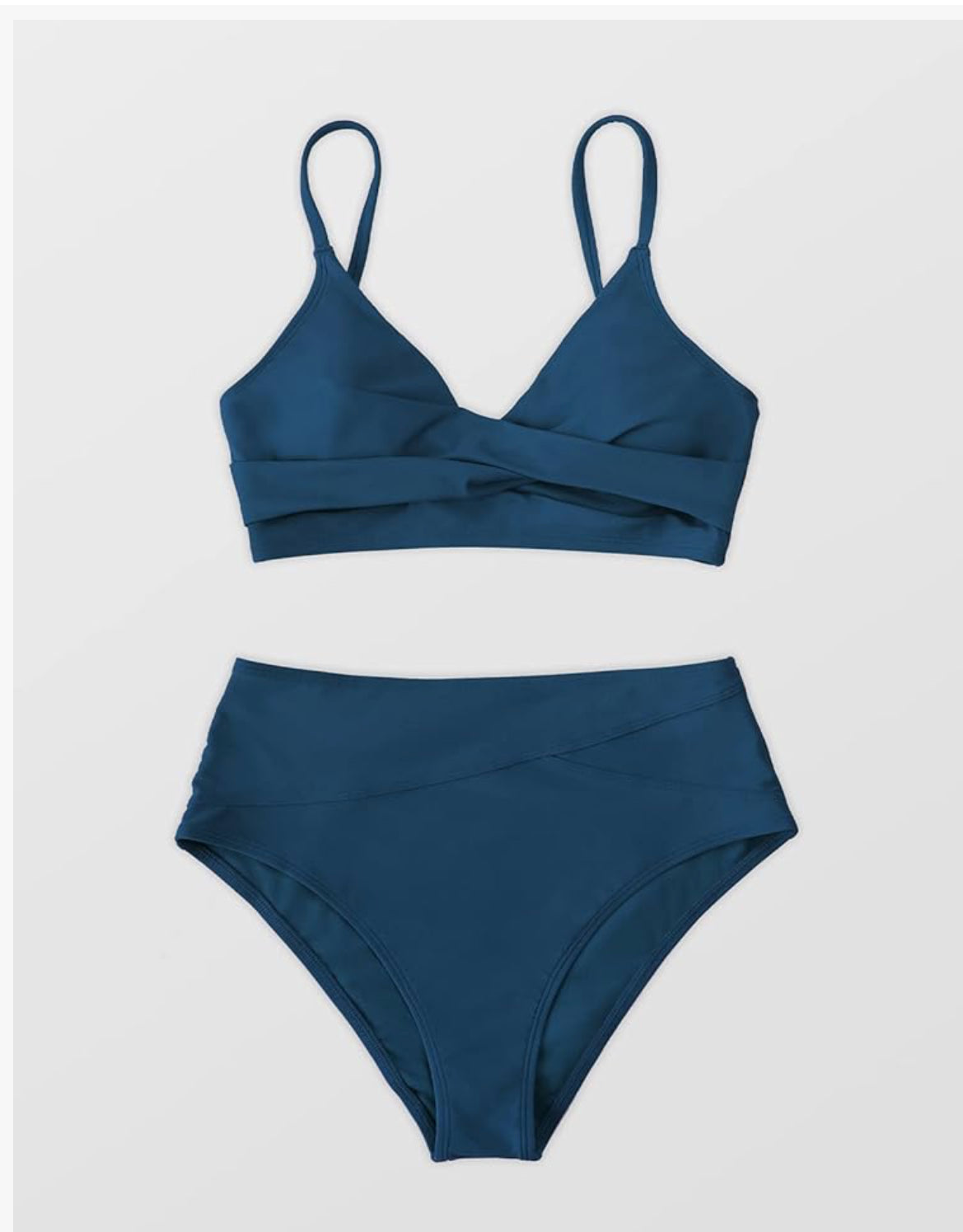 Women's Twist Front High Waisted Bikini Set V Neck Padded Two Pieces Bathing Suits Swimsuit