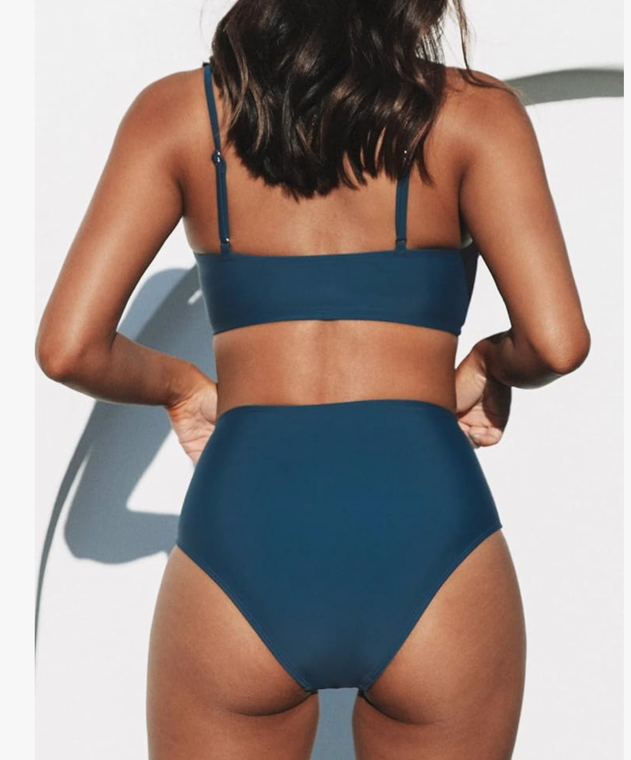 Women's Twist Front High Waisted Bikini Set V Neck Padded Two Pieces Bathing Suits Swimsuit