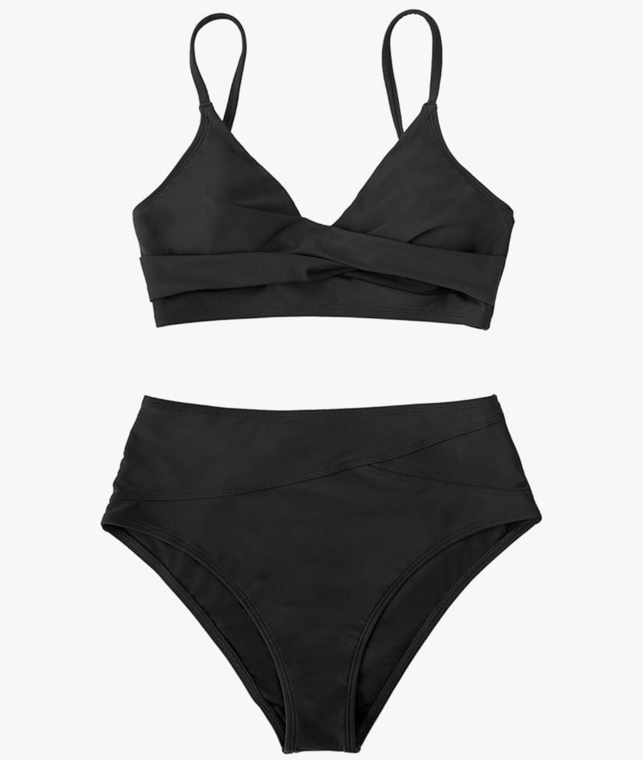 Women's Twist Front High Waisted Bikini Set V Neck Padded Two Pieces Bathing Suits Swimsuits